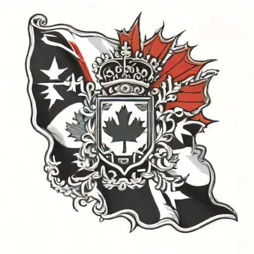 Canadian and Albanian flag intertwined tattoo design idea