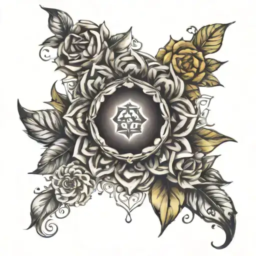 Chakra symbols forming a floral wreath tattoo design idea
