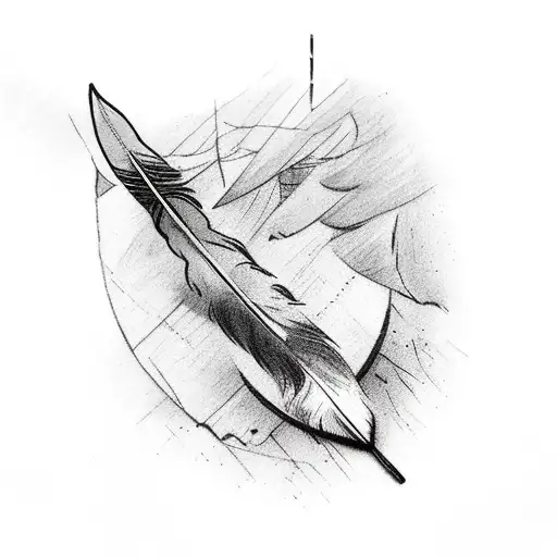mended arrow with feather tattoo design idea