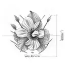 october july and march birth flower stem with the dates 1999 2004 and 1997 underneath tattoo design idea
