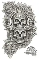 aztec calendar with skull tattoo design idea
