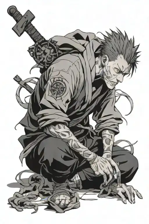 "Toji Fushiguro Jujutsu Kaisen" tattoo design idea