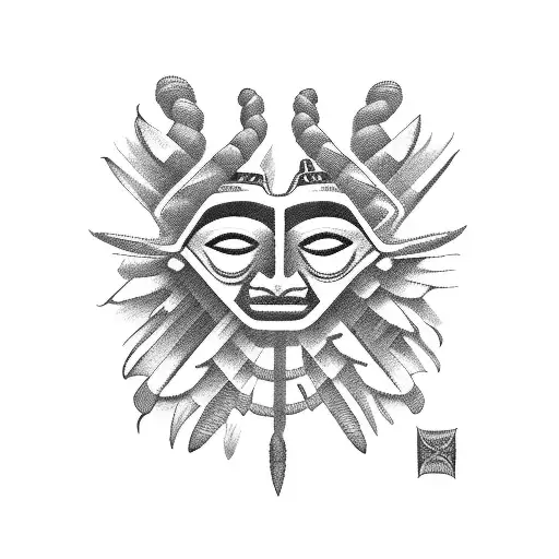 Maya Aztec with scolopendre motifs tattoo design idea