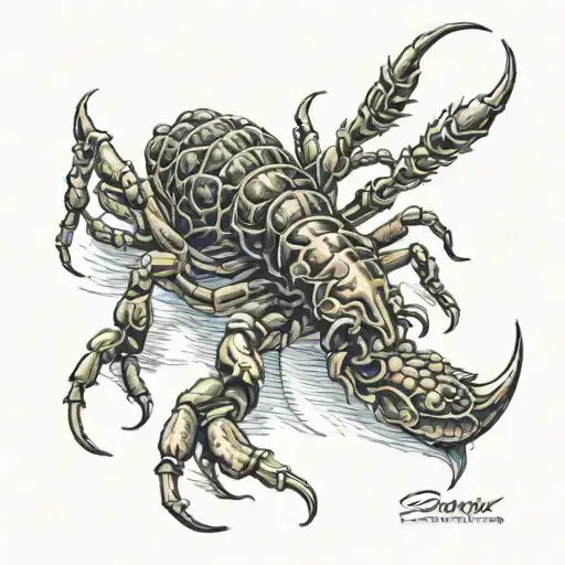 Scorpion crawling tattoo design idea