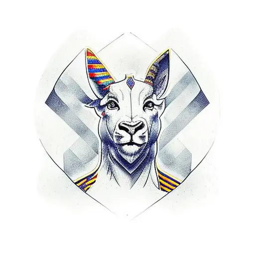 Messi levantando la playera del barca con todos sus trofeos y una cabra tattoo design idea