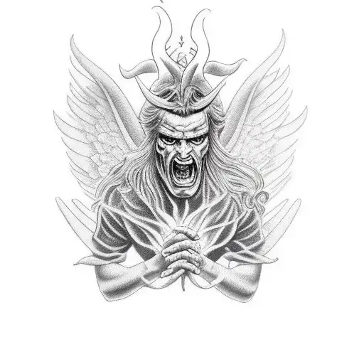 devil with angel face design tattoo design idea