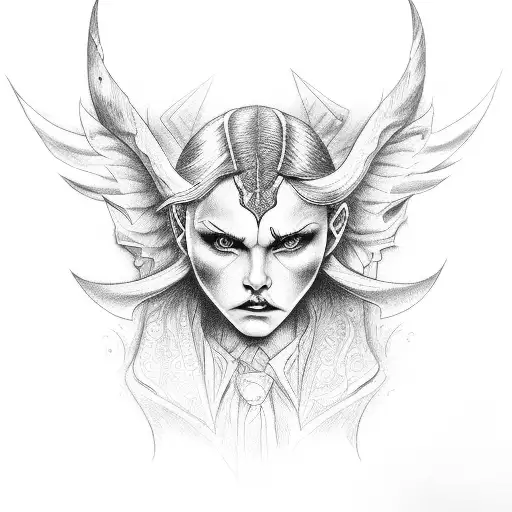 devil with angel face design tattoo design idea