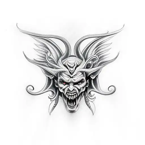 devil with angel face design tattoo design idea