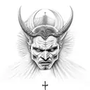 devil with angel face design tattoo design idea
