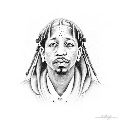 A mesmerizing portrait of Allen Iverson, with intricate dotwork details tattoo design idea