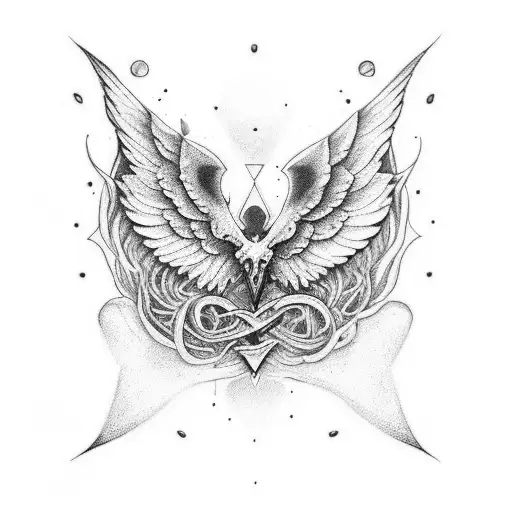 leona, con la frace Dios te dió las alas pero a mí me saco el corazón ,brazo tattoo design idea