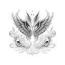 leona con la frace Dios te dió las alas pero a mí me saco el corazón ,brazo tattoo design idea