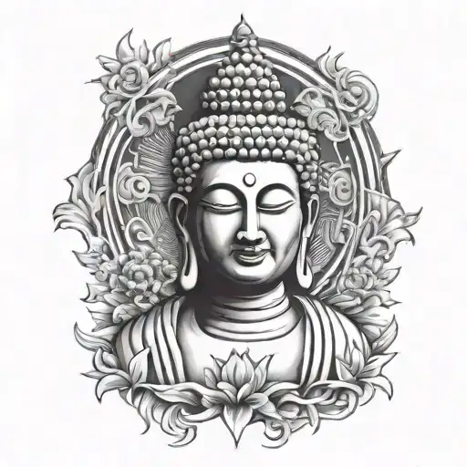 black buddha and jesus christ tattoo design idea