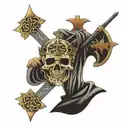 King baldwin IV and a cross with sand filler tattoo design idea