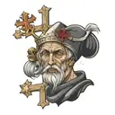 King baldwin IV and a cross with sand filler tattoo design idea