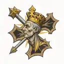 King baldwin IV and a cross with sand filler tattoo design idea