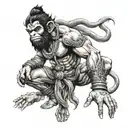 Heroic angry Hanuman with his gada   tattoo design idea