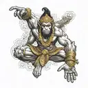 Heroic angry Hanuman with his gada   tattoo design idea