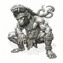 Heroic angry Hanuman with his gada   tattoo design idea
