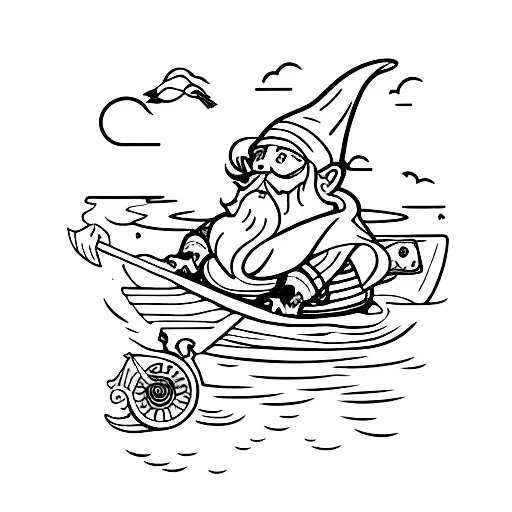 Gnome riding a goose tattoo design idea