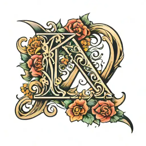 letter N and K tattoo design idea
