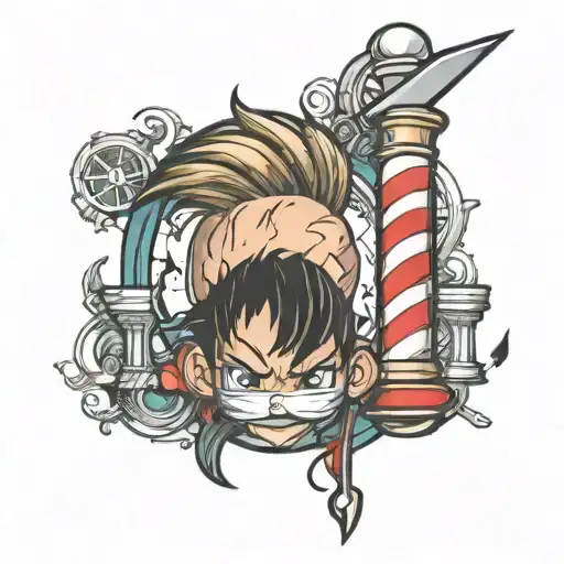 barber pole tattoo design idea
