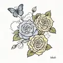 honeycombs and violets and asters one rose tattoo design idea