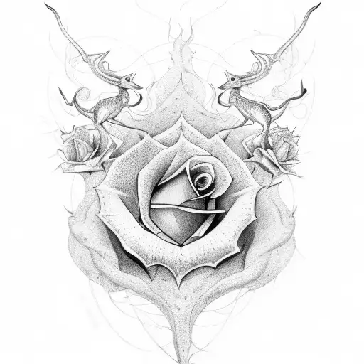 whole body gazelle with a rose tattoo design idea