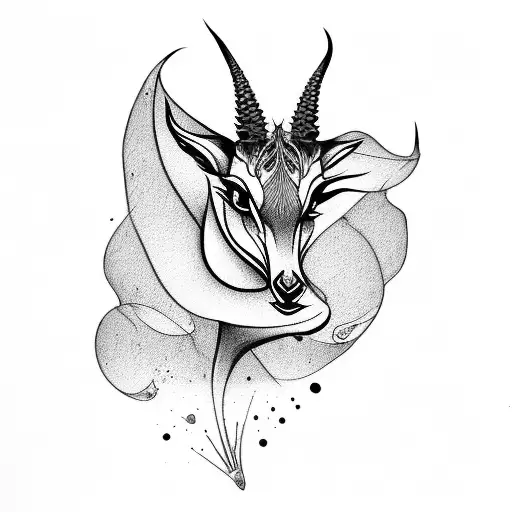 while body gazelle with a rose tattoo design idea
