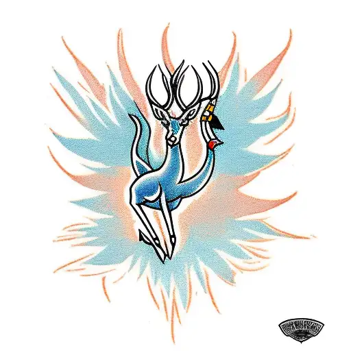 whole body gazelle  tattoo design idea