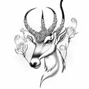 gazelle with a rose tattoo design idea