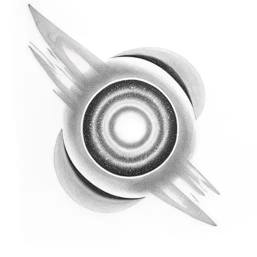  neck throat area tattoo, about interstellar black hole movie, elongated, minimalist, tattoo design idea