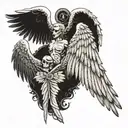 an angel's wing and a demon's wing at the neck tattoo design idea