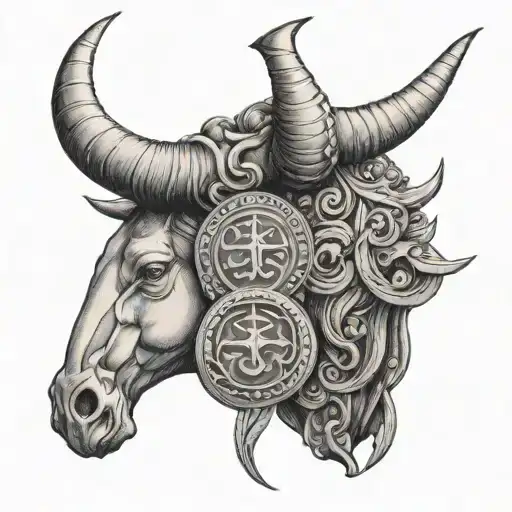 TAURUS CANCER ZODIAC COINS tattoo design idea