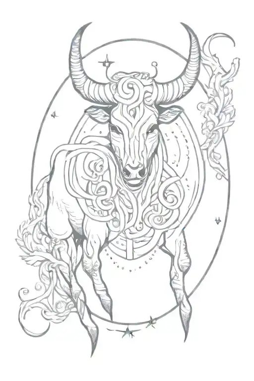 Pices Taurus Cancer zodiac symbol combined tattoo design idea