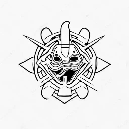 plague doctor standing infront of pyramids tattoo design idea