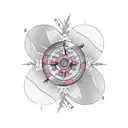 girly compass with japanese flowers tattoo design idea