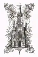 gothic church tattoo design idea