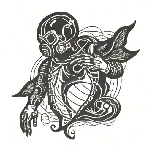 a heart beat line which integrates a scuba diver silhouette,  simple to show my love for scuba diving  tattoo design idea