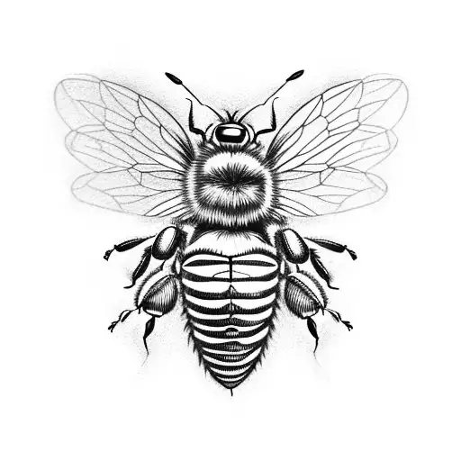Honey Bee with close wings tattoo design idea