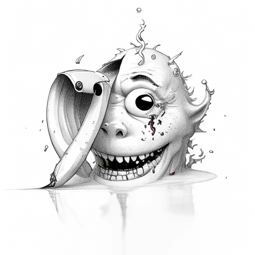 Funny character shaped like a bloody tampon tattoo design idea