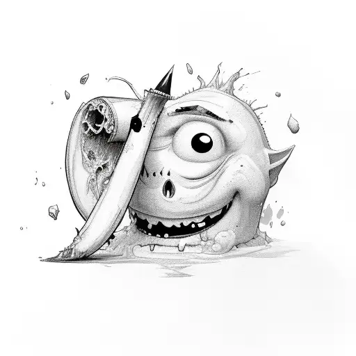 Funny character shaped like a bloody tampon tattoo design idea