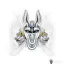 arm sleeve with Anubis, Osiris and the griffin tattoo design idea