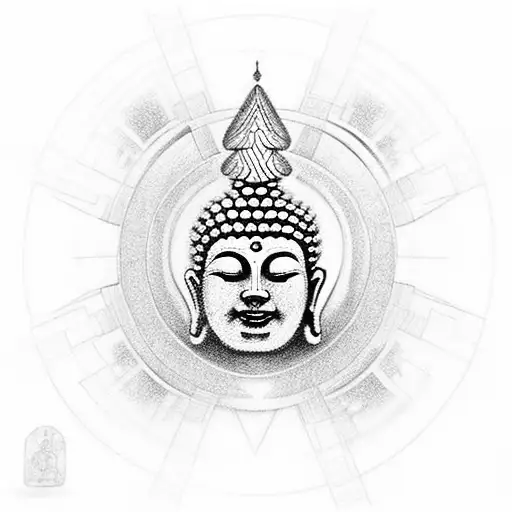 Interstellar time travel buddha tattoo design idea