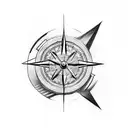 A bird flying, an arrow with half a compass and the other half an alarm clock. tattoo design idea