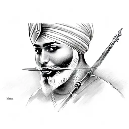sikh warrior with spear tattoo design idea