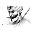 sikh warrior with spear tattoo design idea