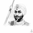 sikh warrior with spear tattoo design idea