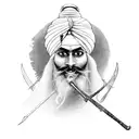 sikh warrior with spear tattoo design idea