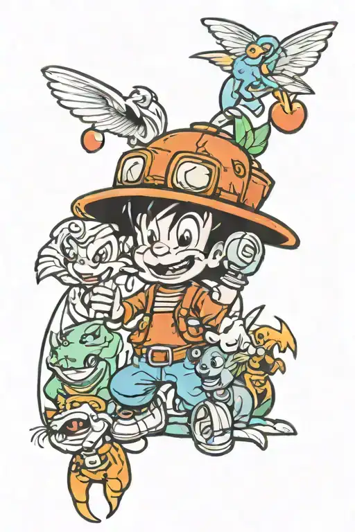 90's cartoon characters sleeve tattoo design tattoo design idea